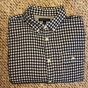 Banana Republic Soft Wash Tailored Slim Fit Shirt | Black & White Gingham | XL